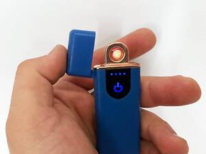 Електрозапальничка USB ZGP ABS, сенсорна електрична запальничка спіральна. Колір: синій