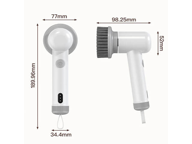 Електрична щітка RESTEQ Cleaning Brush Q1 з безліччю функцій для прибирання, різні насадки, IPX6 - Фото 7