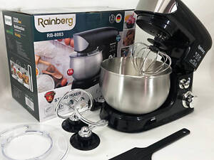 Електричний планетарний міксер тістоміс Rainberg RB-8083 3200 Вт з насадками. Колір: чорний