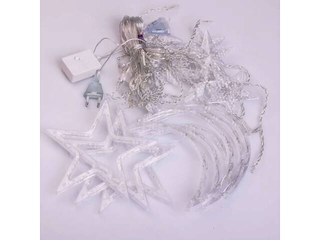 Электрическая гирлянда Звезда штора 3 метра на окно для фотозон желтая WYF11Y - Фото 4