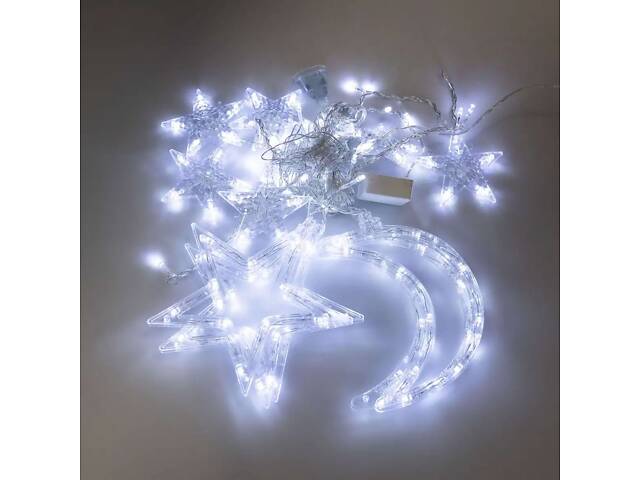 Электрическая гирлянда Звезда штора 3 метра на окно для фотозон белая WYF11W - Фото 2