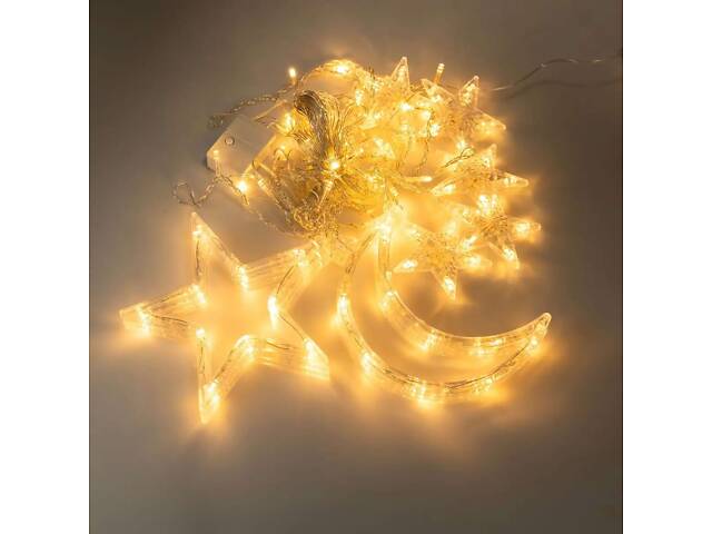 Электрическая гирлянда Звезда штора 3 метра на окно для фотозон желтая WYF11Y - Фото 3