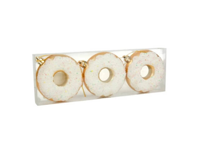 Елочная игрушка Chomik пластикові Пончики 3 шт, 8см, білі (5901292677169_2) - Фото 1