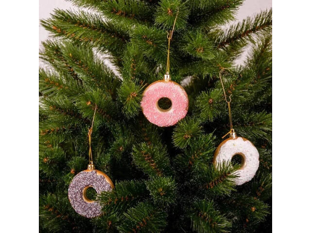 Елочная игрушка Chomik пластикові Пончики 3 шт, 8см, білі (5901292677169_2) - Фото 2