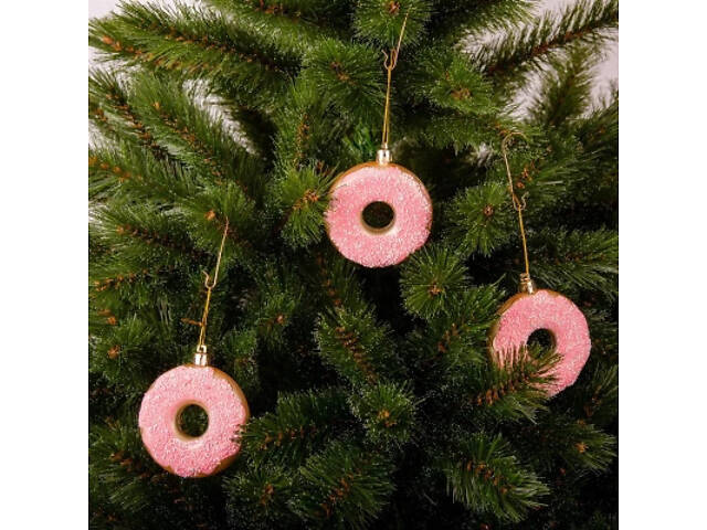 Елочная игрушка Chomik пластикові Пончики 3 шт, 8см, рожеві (5901292677169_3) - Фото 3