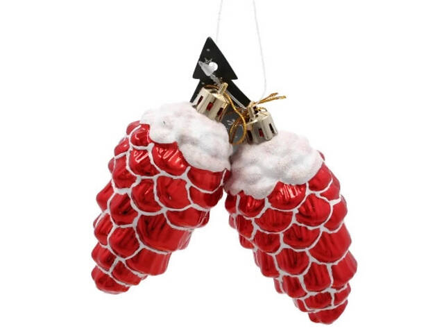 Ялинкова іграшка Chomik Шишки' 9 см, 2 шт, червоні (5900779895386_3) - Фото 1