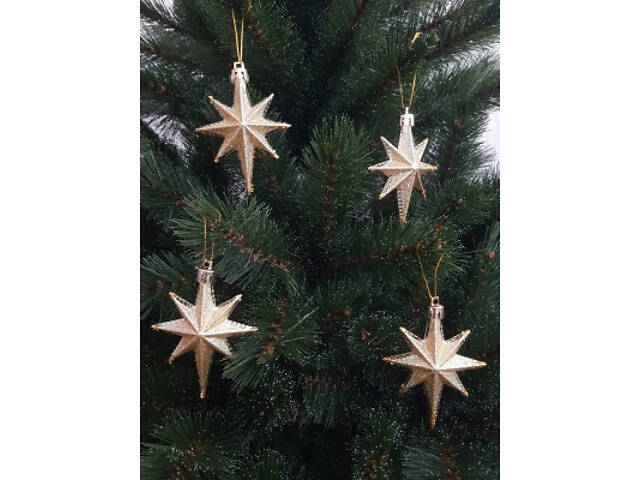 Елочная игрушка Chomik Зірки, 9 см, пластикові 4 шт,золоті (5901292631147_2) - Фото 4