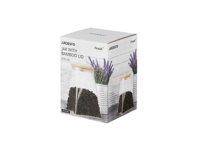 Ємність для сипучих продуктів Ardesto Fresh конус, скло, бамбук 910 мл (AR1391BLC) - Фото 2