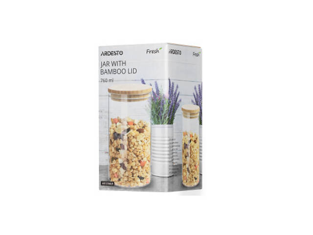 Ємність для сипучих продуктів Ardesto Fresh скло, бамбук 760 мл (AR1376BLR) - Фото 4