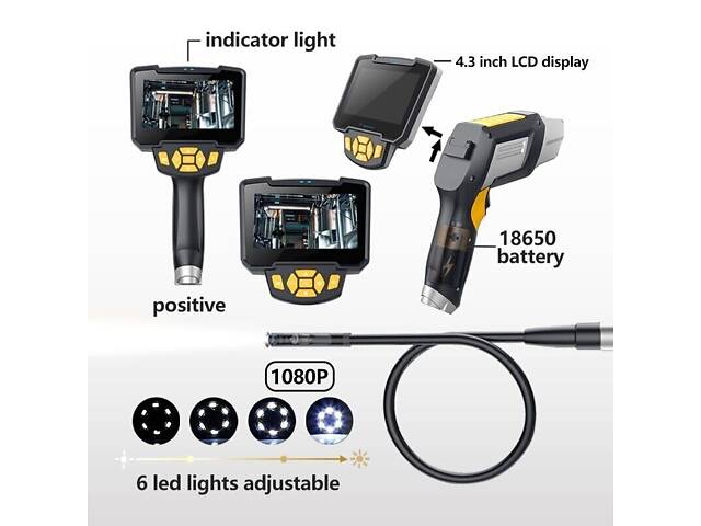 Эндоскоп автомобильный технический с 4.3' дисплеем Prostormer SPCC066, 8 мм диаметр, с записью 1080P, 1 метр - Фото 2
