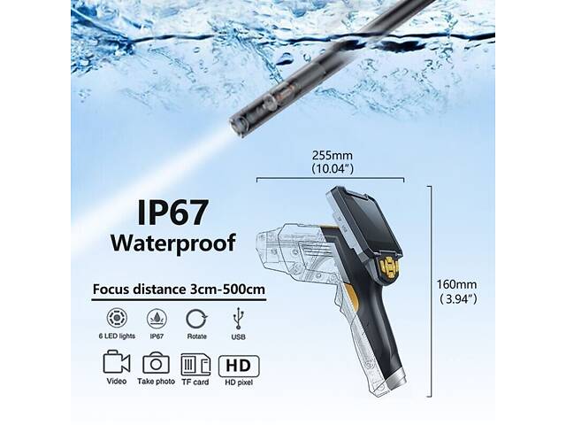 Эндоскоп автомобильный технический с 4.3' дисплеем Prostormer SPCC066, 8 мм диаметр, с записью 1080P, 1 метр - Фото 3