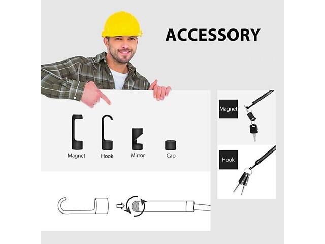 Эндоскоп автомобильный технический с 4.3' дисплеем Prostormer SPCC066, 8 мм диаметр, с записью 1080P, 1 метр - Фото 6
