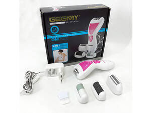 Епілятор Gemei GM-7006 4в1 - Професійний бездротовий епілятор бритва з насадками триммер + пемза