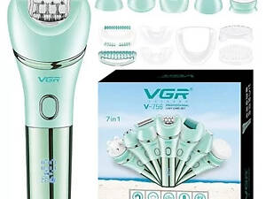 Эпилятор женский VGR V-756 (7 насадок) влагозащита Зеленый