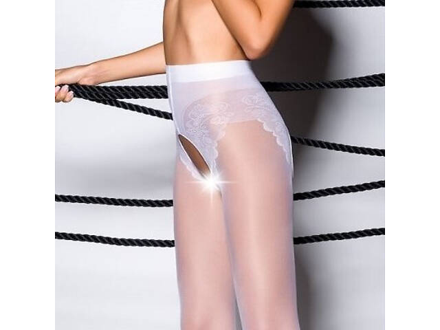 Еротичні колготки Passion tiopen 006 bianco (30 den) 1/2 Білий (PS24514) - Фото 2