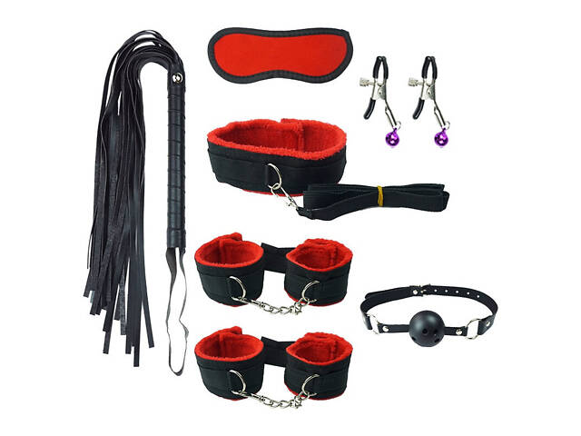 Еротичний набір БДСМ для рольових ігор 6827 8 предметів червоний - Фото 1