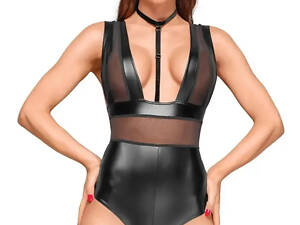 Эротичное женское боди Noir Handmade F183 Powerwetlook body Черный 3XL (SX0058)