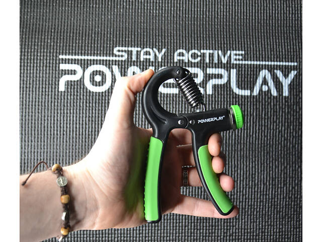 Еспандер кистьовий PowerPlay PP-4323 з регульованим навантаженням 10-40 кг. Strength Grip Чорно-зелений - Фото 8