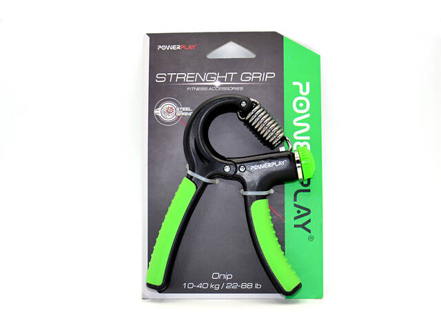 Еспандер кистьовий PowerPlay PP-4323 з регульованим навантаженням 10-40 кг. Strength Grip Чорно-зелений - Фото 10