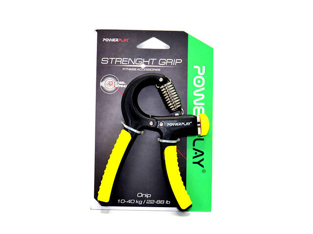 Еспандер кистьовий PowerPlay PP-4323 з регульованим навантаженням 10-40 кг. Strength Grip Чорно-жовтий - Фото 10