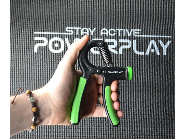 Еспандер кистьовий PowerPlay PP-4323 з регульованим навантаженням 10-40 кг. Strength Grip Чорно-зелений - Фото 6