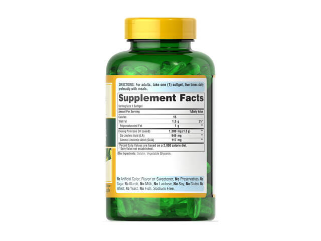 Evening Primrose Oil 1300 mg with GLA - 120 softgels - Фото 2