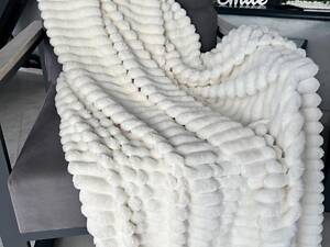 Евро Плед Шарпей Молочный (Полоска 4.5см) 200х220см