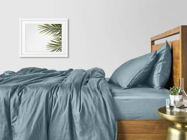 Євро простирадло COSAS DOVE SATIN 200х220 см Бірюзовий - Фото 2