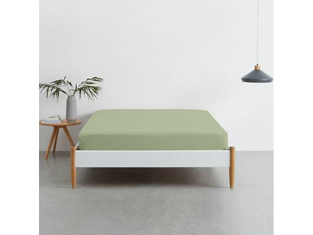 Євро постіль з простирадлом на гумці OLIVE CS3 COSAS Оливка 200х220 см - Фото 3