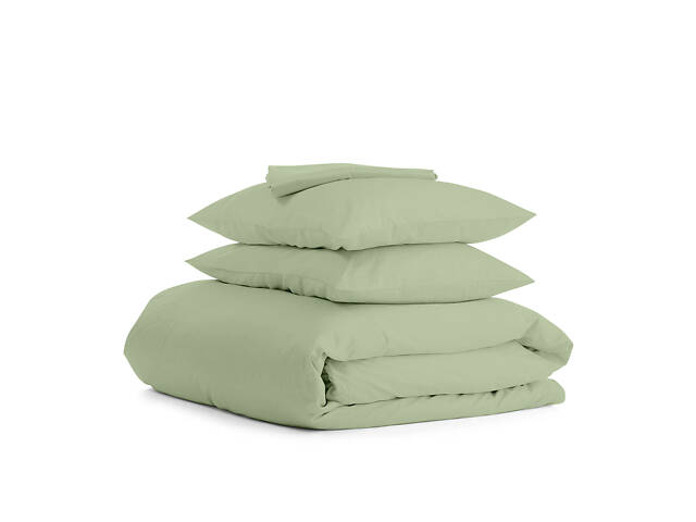 Євро постіль з простирадлом на гумці OLIVE CS3 COSAS Оливка 200х220 см - Фото 1