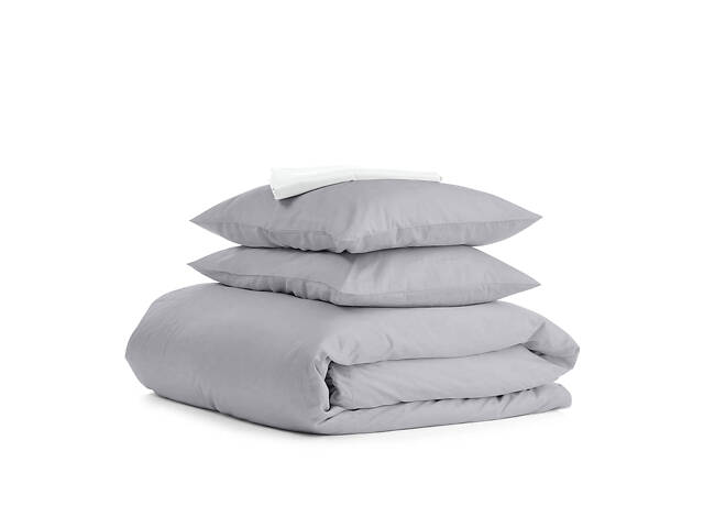 Євро постіль з простирадлом на гумці SMOKY CS6 COSAS сірий 200х220 см - Фото 1