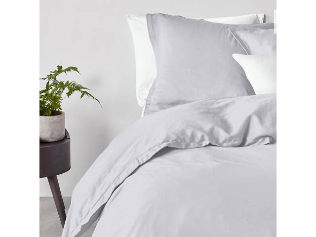 Євро постіль з простирадлом на гумці SMOKY CS6 COSAS сірий 200х220 см - Фото 2