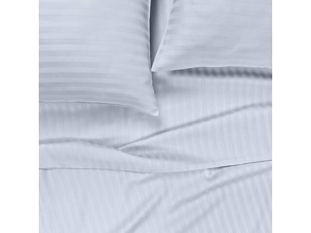 Євро постіль сатин з простирадлом на гумці PORCELAIN Cosas Білий 200х220 см - Фото 8