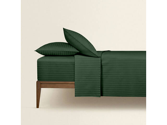 Євро постіль сатин з простирадлом на гумці FOREST Cosas Зелений 200х220 см - Фото 3