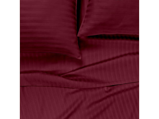Євро постіль сатин з простирадлом на гумці SANGRIA Cosas Бордовий 200х220 см - Фото 8