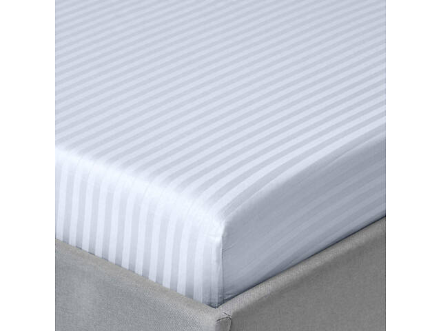 Євро постіль сатин з простирадлом на гумці PORCELAIN Cosas Білий 200х220 см - Фото 7