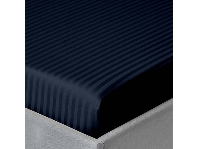 Евро постель сатин с простыней на резинке NAVY Cosas Синий 200х220 см - Фото 7