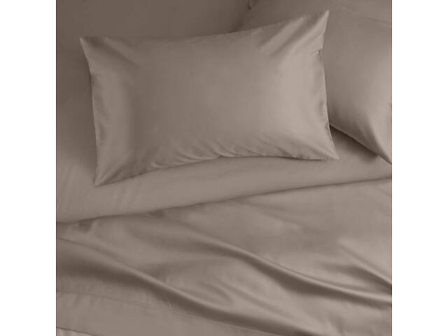 Євро постіль сатин з простирадлом на гумці BRONZE Cosas пісочний 200х220 см - Фото 3