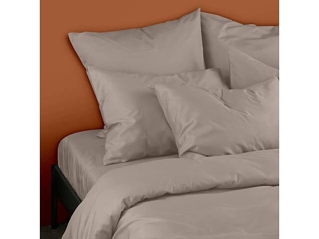 Євро постіль сатин з простирадлом на гумці BRONZE Cosas пісочний 200х220 см - Фото 2