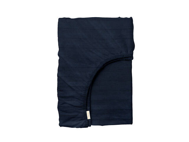 Евро постель сатин с простыней на резинке NAVY Cosas Синий 200х220 см - Фото 6