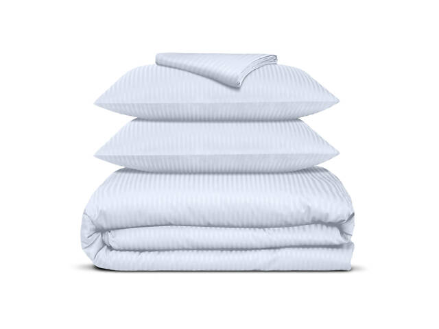 Євро постіль сатин з простирадлом на гумці PORCELAIN Cosas Білий 200х220 см - Фото 1