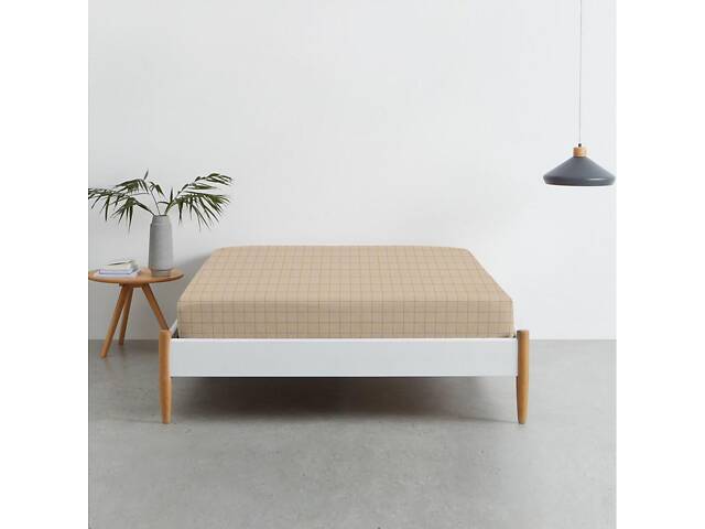 Євро простирадло COSAS BEIGE GEOMETRY Ранфорс 220х240 см Бежевий - Фото 1