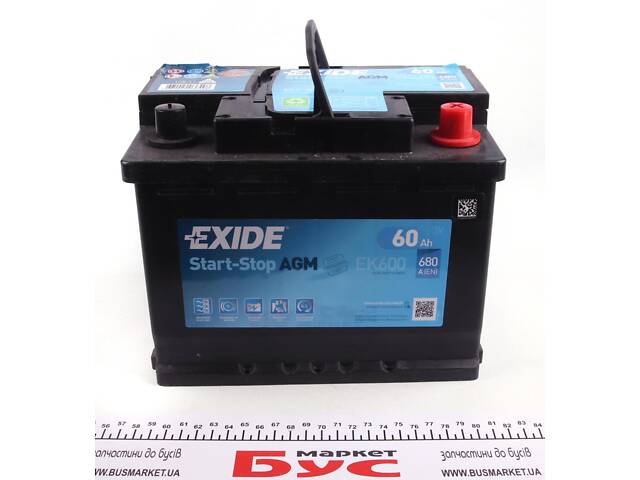 Exide EK600 Start-Stop AGM 12V 60Ah 680A Autobatterie