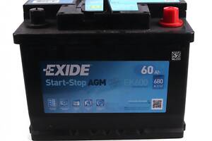 EXIDE EK600 Акумуляторна батарея 60Ah/680A (242x175x190/+R/B13) (Start-Stop AGM)