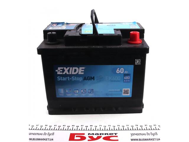 EXIDE EK600 Аккумуляторная батарея 60Ah/680A (242x175x190/+R/B13