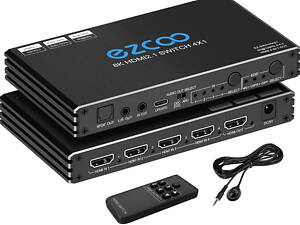 EZCOO 8K HDMI Switch 4 в 1 Переключатель HDMI 8K 4x1 4K 120Hz VRR ARC Atmos SPDIF Audio Extractor