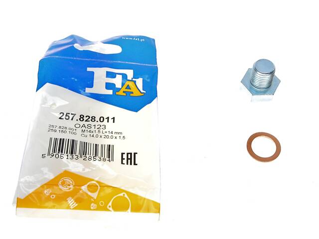 FA1 257.828.011 Болт слива масла + шайба Opel Combo 1.7 CDTI01- (M14x1.5) - Фото 1