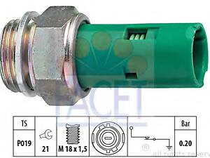 FACET 7.0110. Датчик тиску масла (0,2bar/1 конт./зелений) Kangoo/Trafic/Megane 1.7-2.0 86- (7.0110) Facet