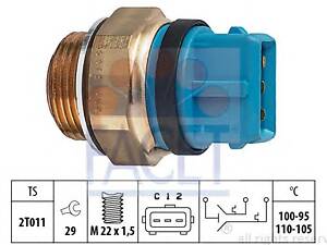 FACET 75672. Датчик включения вентилятора Opel Omega 2.5-3.2 i 94-> (7.5672) Facet