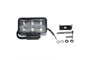 Фара LED прямоугольная 18W, 6 ламп, 110*114,5мм, узкий луч 12/24В (пр-во Юбана) 453701045